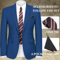 WYWK 2 Piece Men's Suit Wedding Party-Royal Blue-S