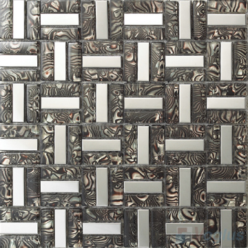 Trio Laminated Silver Glass Mosaic Tile with Metal