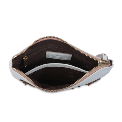 Pochette cosmetica con zip in pelle bicolore Celine