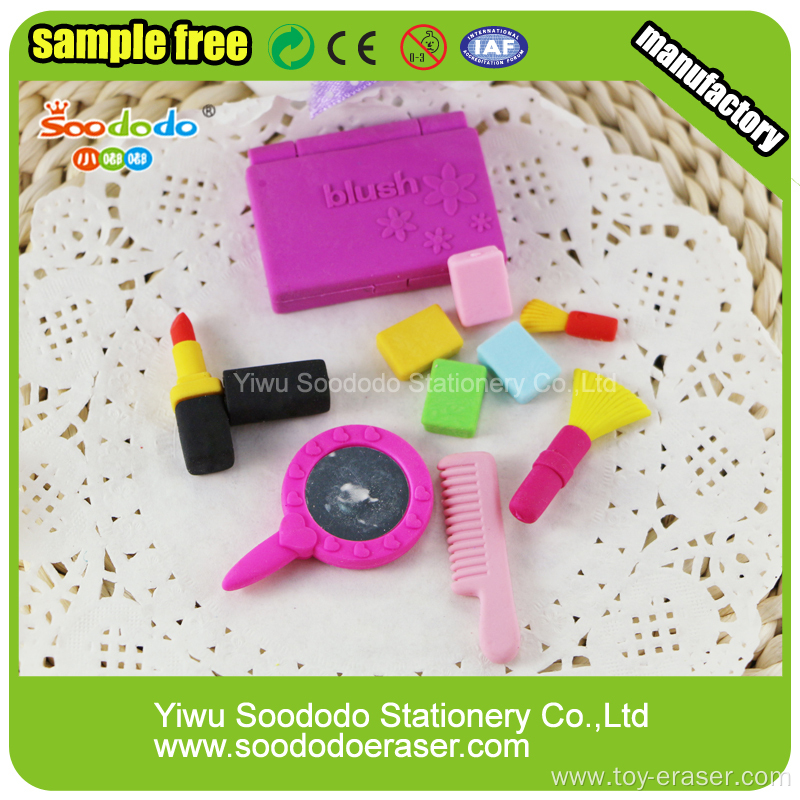 EN71, Phthalate free, CPSIA standards 3D TPR and Rubber erasers for girls