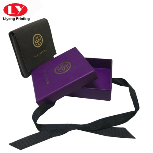 Top And Bottom Ribbon Purple Jewelry Box Packaging