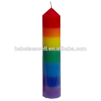 Colorful rainbow chakra pillar candle for energy body