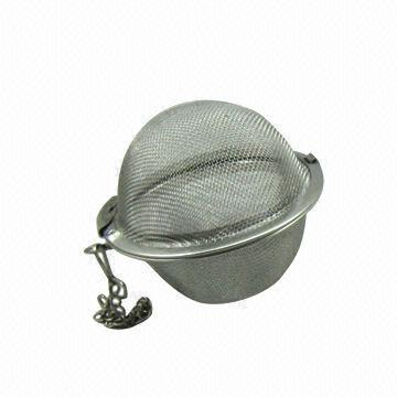 Silicone and stainless steel tea strainer with mesh and chain, FDA and LFGB standard
