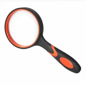 75mm 7X Black Orange Handheld Magnifying Glass for Reading