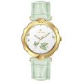 Reloj de joyería de bisel de flores de acero inoxidable