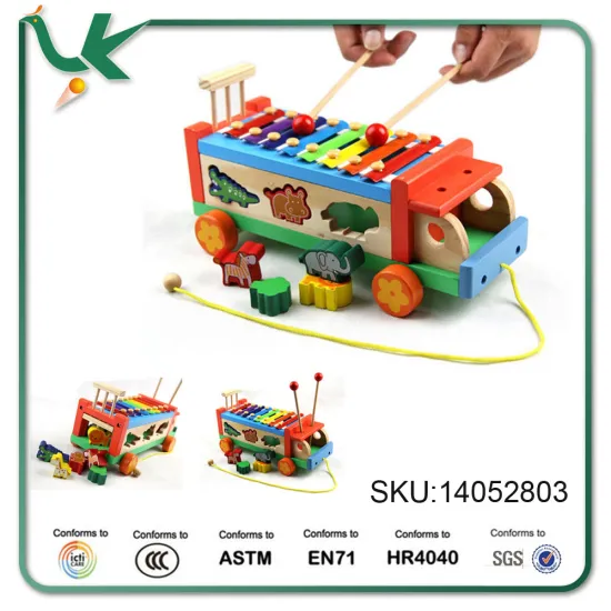 Children's Toys Hand Knock Piano Musical Instrument Wooden Truck Baby Early Education