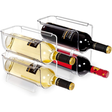 Clear Plastic Wine Holder Rack and Stackable Storage Bins for Kitchen Refrigerator Organization and Water Bottle Storage - Wholesale