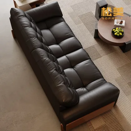 Large Family Size Leather Cloud Sofa