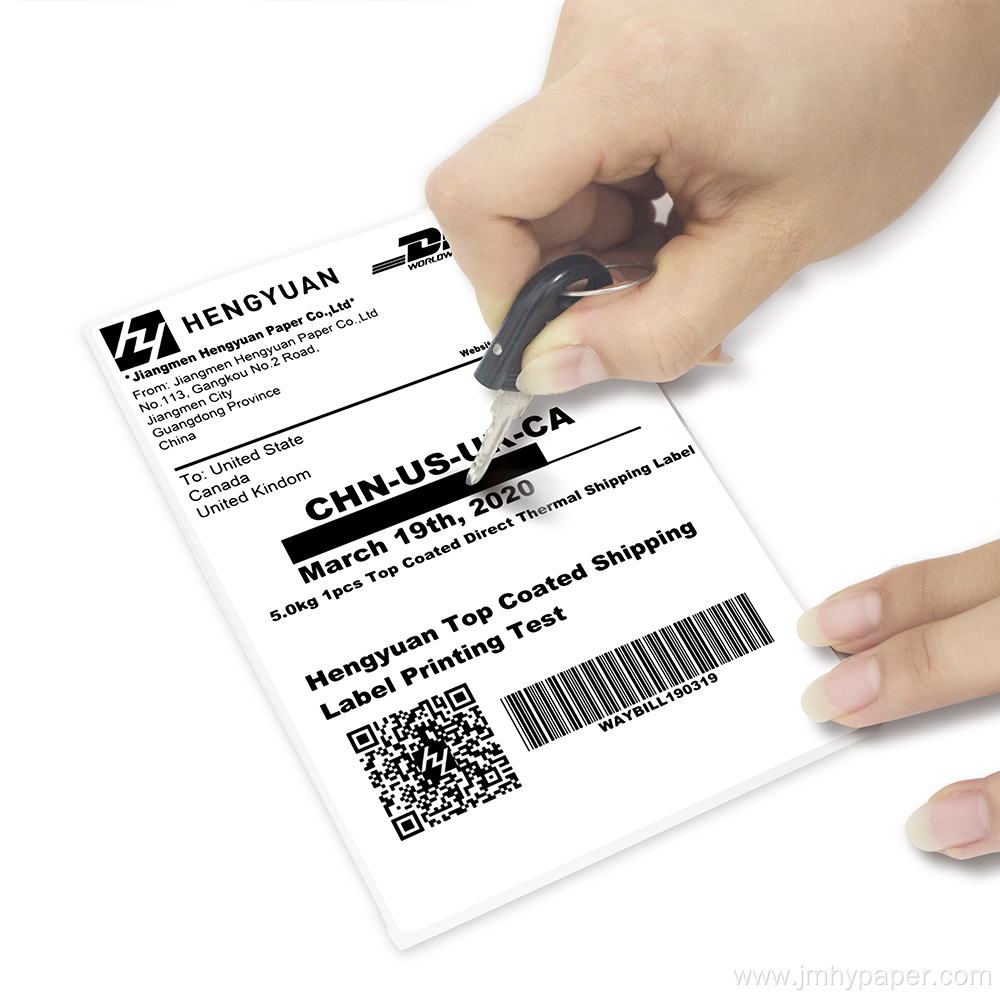 Direct thermal fanfold shipping label