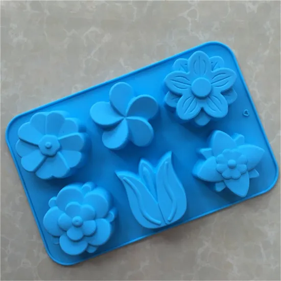 eco-friendly 6 cavity flower shaped jelly cake fondant silicone soap molds for baking