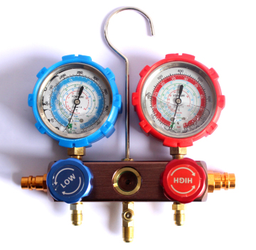 Pokka Ψυκτικό πολλαπλασιασμού AC Gauge Set R134A - Συτικό μετρητή πολλαπλών αλουμινίου με εύκαμπτο σωλήνα και γάντζο για το αυτοκίνητο R134A