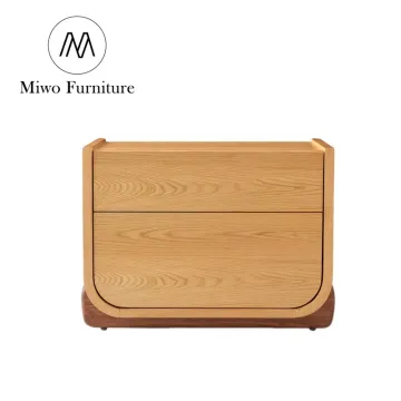 Modern Wood 2 Drawer Natural Oak Nightstand Cabinet