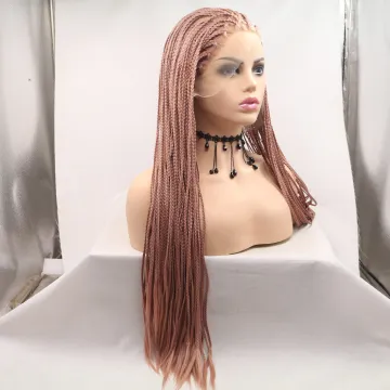 Hot Sale Synthetic Heat Resistant Fiber Dreadlocks Ginger Braided Wig Lace Front Wig