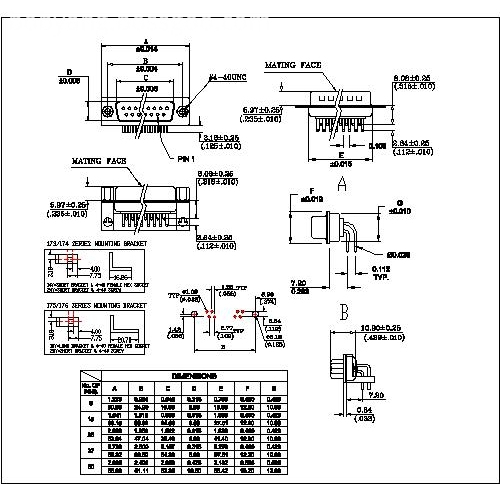 MDR01-FXXXXD-SUB R A FEMALE MACHINE PIN 7.2mm FOOTPRINT 