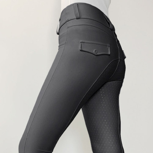 Dark Gray Women Equine Apparel Full Silicone Breeches