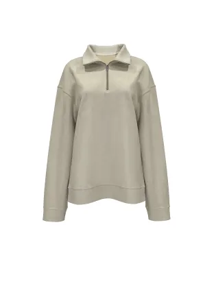 Ladies' khaki half open casual sports pullover outer wear