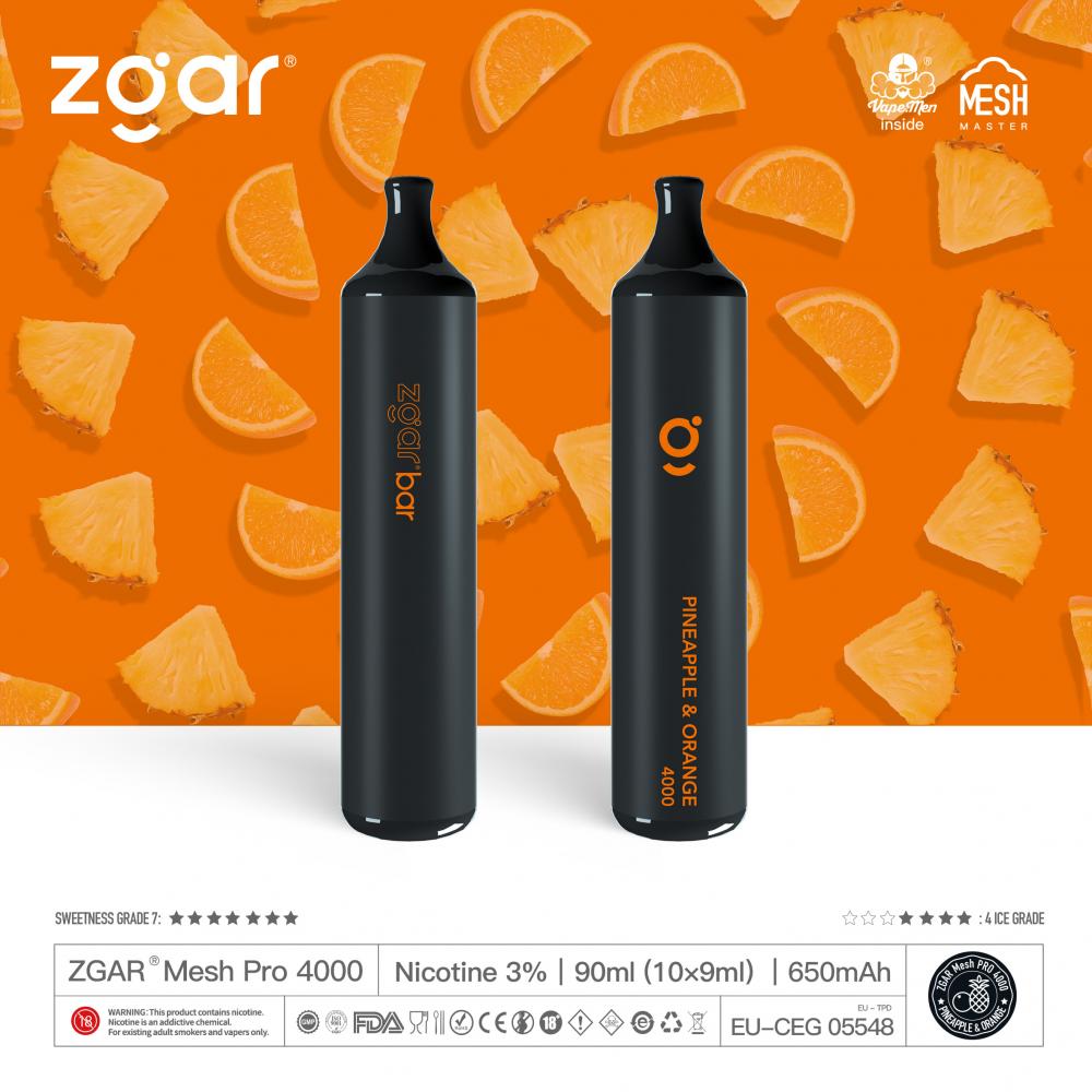 ذوق مختلط يمكن التخلص منه vape pen zgar 4000 نفخة