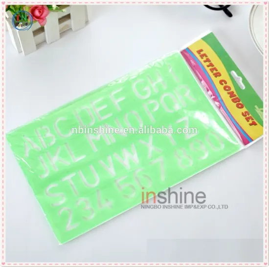 Plastic letter combo set , kids patterning letter stencil ruler , stencil design school office stationery funny ruler