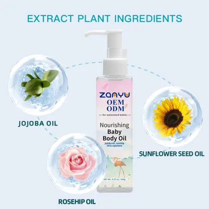 Organic Private Label Baby Body Oil - Moisturizing, Soothing & Nourishing Rosehip Oil for Baby Skin Care