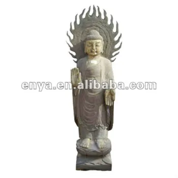 Stone Carving Buddha with aura, Antique Religious Sculpture