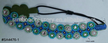 two rows seed beads circles headwrap with rhinestones,beads hairband,handmade beaded headband,hair accessories,hair jewelry