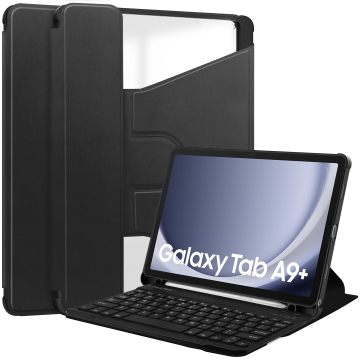 360 Degree Rotating Leather Case with Wireless Keyboard for Samsung Galaxy TAB A9 Plus