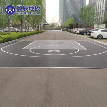 Black and Grey Half Basketball Court with Logo