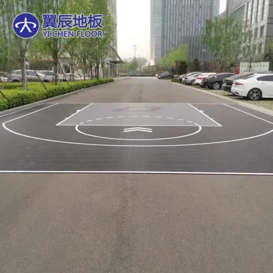 Black and Grey Half Basketball Court with Logo