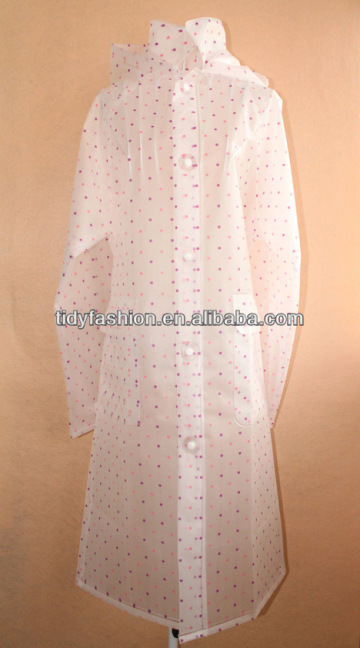 Long Dot printing EVA raincoat for Ladies