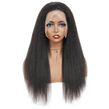 Wholesale Cheap Natural Kinky Straight Brazilian Human Hair Lace Front Wig with Baby Hair, 100% Virgin Human Hair Wig Lace Front