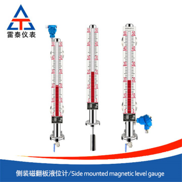 Side mounted magnetic flap liquid level meter