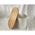 Oval galvanized wood lid bread box