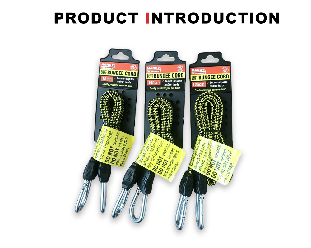 Yellow Black Bungee Cords with Carabiners x