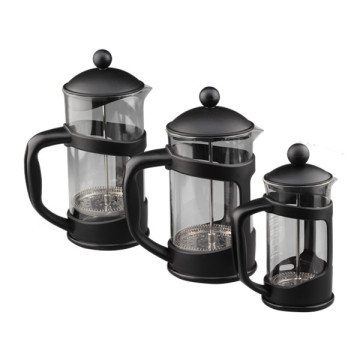 Cafetera de borosilicato externo de plástico negro prensa francesa