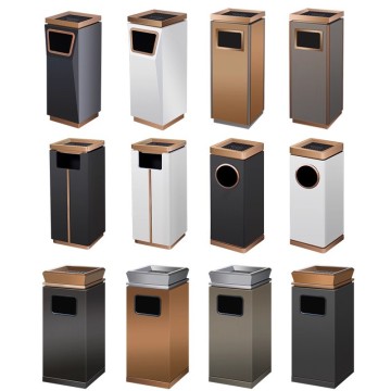 Custom Commercial Lobby Standing Waste Bin With Ashtray For Hotel Reception