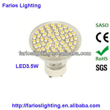 CE ROHS approval 60pcs SMD 3528 DC12V LED lamp (GU10)