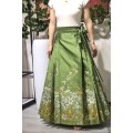 falda maxi plisada verde