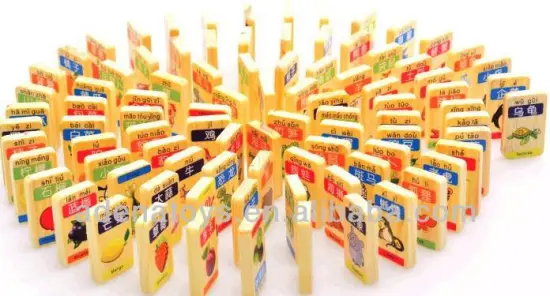 Wooden kids educational DIY Toys 100pcs Wooden Dominoes