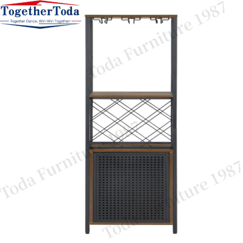 Vertical bar cabinet wine rack with adjustable partition