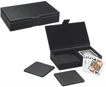 playing cards set plastic cards leather coaster