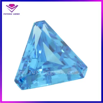 Topaz Blue Stone Price Per Carat Loose Aqua CZ Trillion Cut Gem