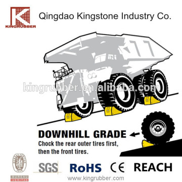 Durable Orange or Yellow Color Polyurethane wheel chock for Heavy trucks, Heavy Duty, Weather-resistant, Super Light Weight