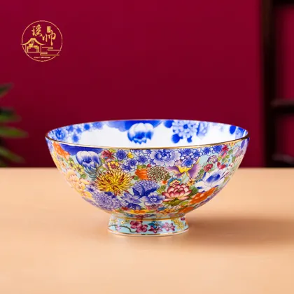 Modern 6 Inch Soup Bowl - High-Grade Doucai Porcelain, Anti-Scalding & Anti-Slip