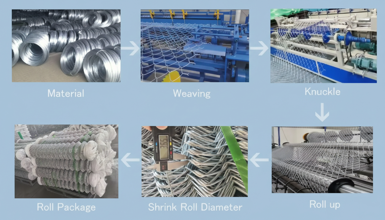 Chain link mesh production line – automated weaving at ANJIA 72,000sqm ISO 9001 certified facility