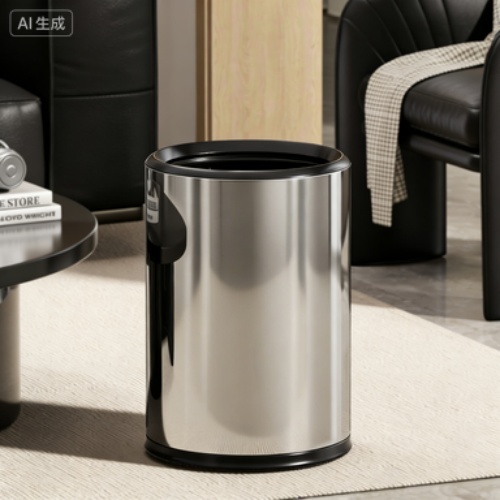 Large Capacity Stainless Steel Trash Can with Lid for Living Room Kitchen Bathroom