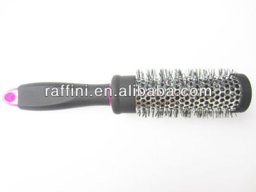 plastic round hairbrush with hair clip