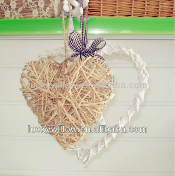 Christmas wicker hearts hanging gift pendants