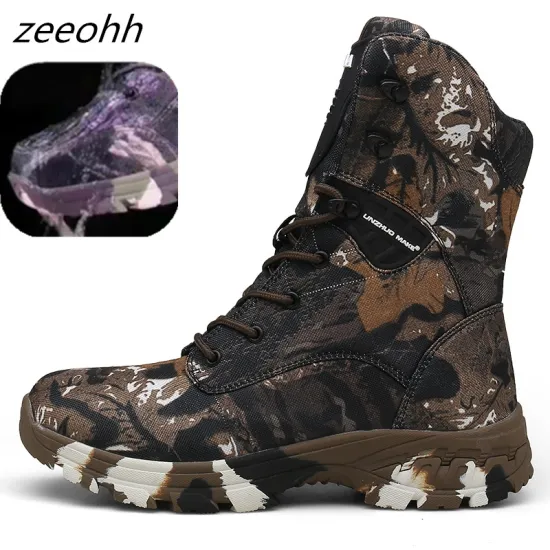 Outdoor Tactical Sport Men's Shoes For Camping Climbing Boots Men Hiking Boots Male Mountain Non-slip Camouflage Hunting Boots