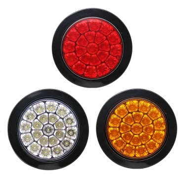 High Brightness 21LED 4 Inch Round Tail Light - 12V/24V Fog Brake Stop Turn Signal Lamp for Truck Car RV Trailer