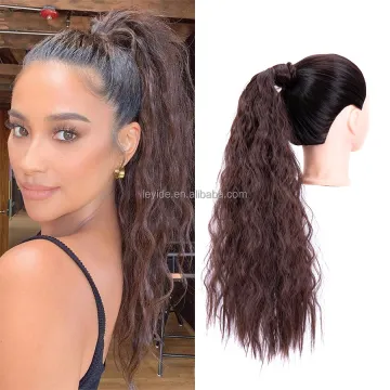 AliLeader Long Ponytail Extension Wavy Curly 22" Straight Kinky Ponytail Clip On Pony Tail for Black Women